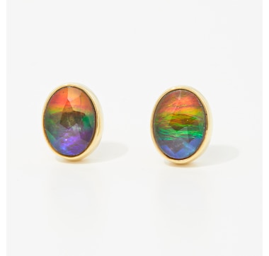 Canadian Ammolite Gems Sterling Silver Ammolite Stud Earrings