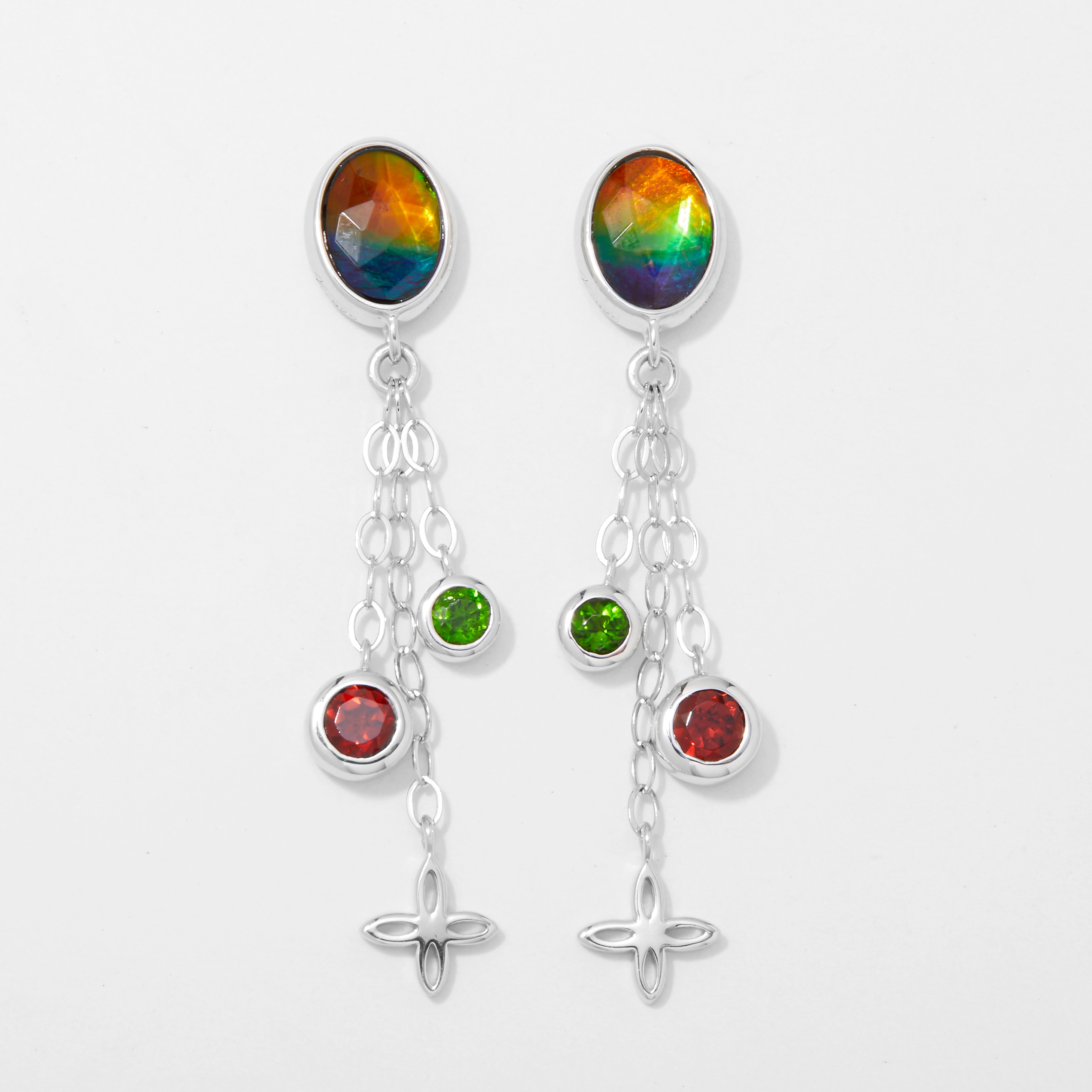 Jewellery Earrings Drop Earrings Canadian Ammolite Gems Sterling Silver Ammolite With