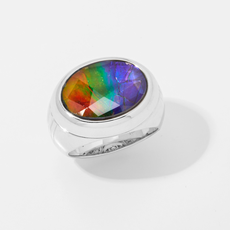 Image 254079_RHOP.jpg, Product 254-079 / Price $799.99, Canadian Ammolite Gems Sterling Silver Oval Ammolite Statement Ring from Canadian Ammolite Gems on TSC.ca's Jewellery department