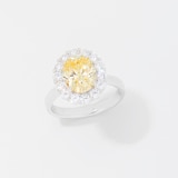 Diamonelle Sterling Silver Rhodium Plate Oval Halo Ring