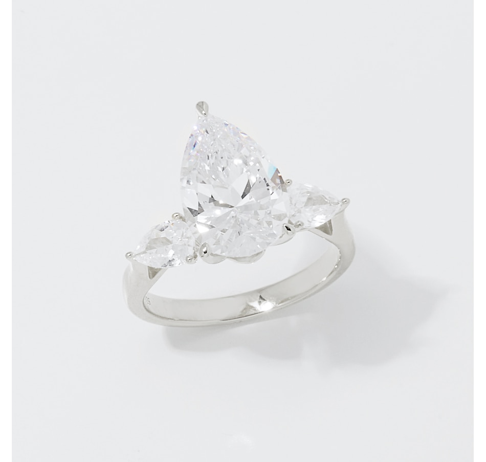 Image 254112_RHOP.jpg, Product 254-112 / Price $79.99, Diamonelle Sterling Silver Pear Shape Diamonelle Three Stone Ring from Diamonelle on TSC.ca's Jewellery department