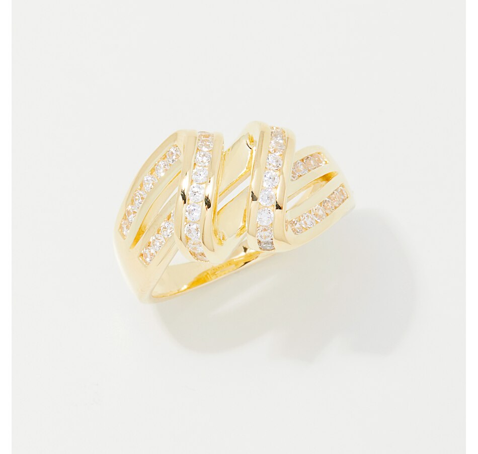 Image 254113.jpg, Product 254-113 / Price $99.99, Diamonelle Sterling Silver Yellow Gold Plate Diamonelle Wave Ring from Diamonelle on TSC.ca's Jewellery department