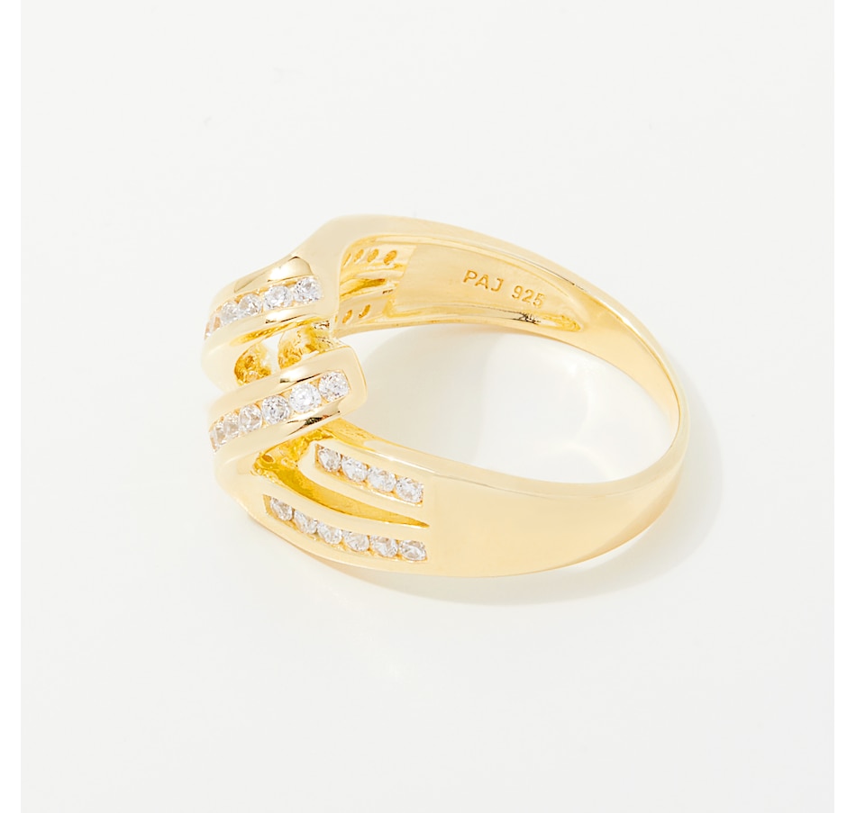 Image 254113_ALTMORE1.jpg, Product 254-113 / Price $99.99, Diamonelle Sterling Silver Yellow Gold Plate Diamonelle Wave Ring from Diamonelle on TSC.ca's Jewellery department