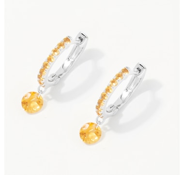 Product 254-114 / Price $449.33 , Graziela Gems 14K Gold Floating Gemstone Hoop Earrings