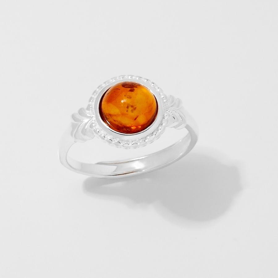 Image 254133.jpg, Product 254-133 / Price $49.99, Amber Extraordinaire Sterling Silver Round Amber Adjustable Ring from Amber Extraordinaire on TSC.ca's Jewellery department