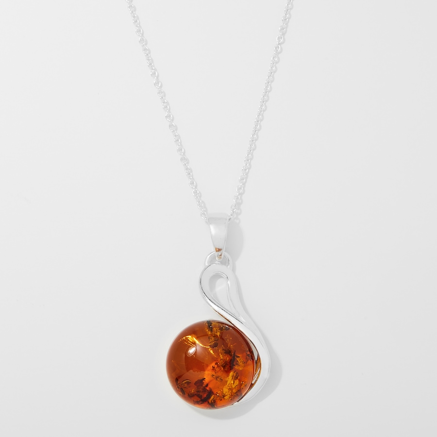 Image 254137.jpg, Product 254-137 / Price $119.99, Amber Extraordinaire Sterling Silver Cabochon Amber Drop Pendant with Chain from Amber Extraordinaire on TSC.ca's Jewellery department