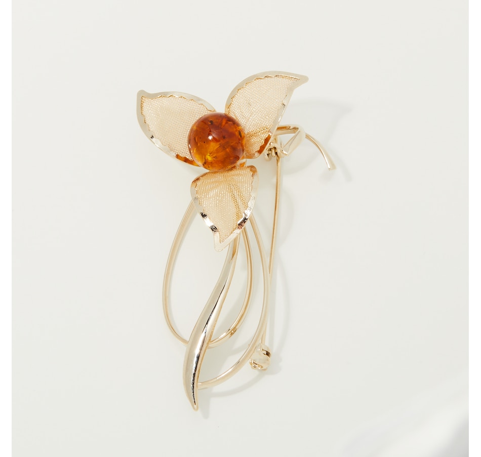 Image 254139.jpg, Product 254-139 / Price $149.99, Amber Extraordinaire Artisan Collection Sterling Silver Amber Flower Pin from Amber Extraordinaire on TSC.ca's Jewellery department