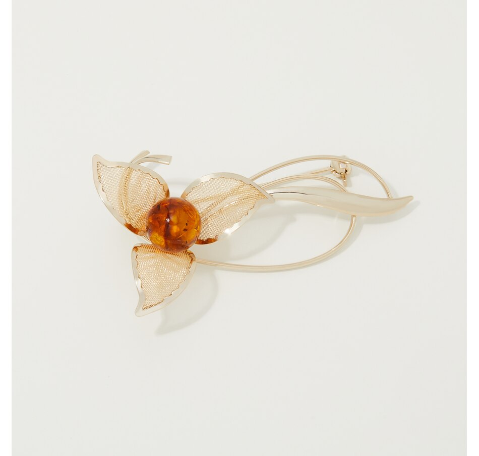 Image 254139_ALTMORE1.jpg, Product 254-139 / Price $149.99, Amber Extraordinaire Artisan Collection Sterling Silver Amber Flower Pin from Amber Extraordinaire on TSC.ca's Jewellery department