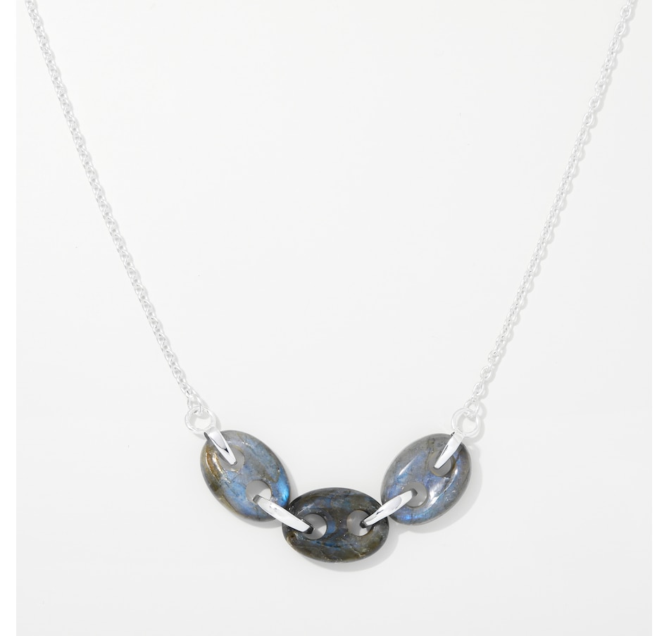 Image 254220_LAE.jpg, Product 254-220 / Price $89.33, Himalayan Gems Sterling Silver Gemstone Marine Link Stone Necklace from Himalayan Gems on TSC.ca's Jewellery department