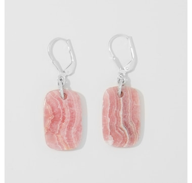 Himalayan Gems Sterling Silver Gemstone Cushion Drop Leverback Earrings