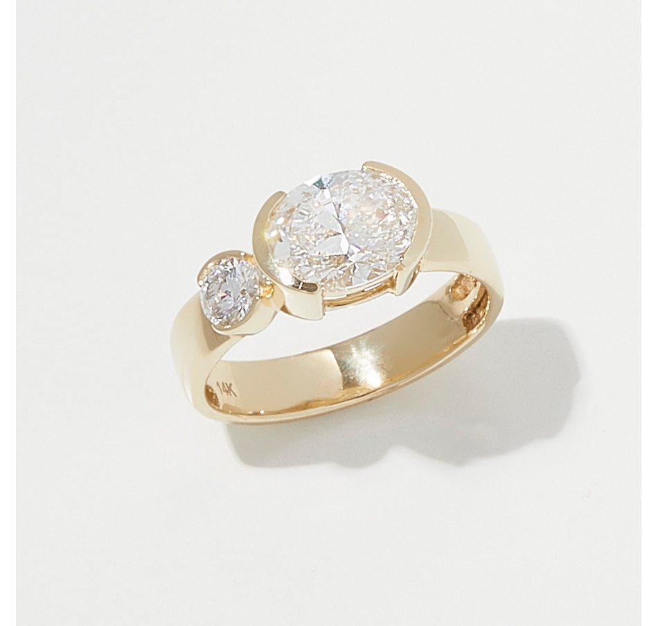 Image 254352.jpg, Product 254-352 / Price $2,799.99, EVERA Diamonds 14K Yellow Gold 2.25 ctw Semi-Bezel Oval and Round Diamond Ring from Evera Diamonds on TSC.ca's Jewellery department
