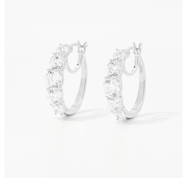 Diamonelle Sterling Silver Graduated Diamonelle Hoop Earrings