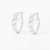 Diamonelle Sterling Silver Graduated Diamonelle Hoop Earrings