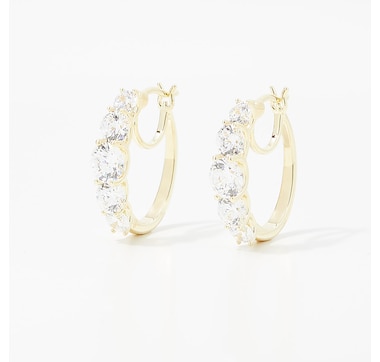 Diamonelle Sterling Silver Graduated Diamonelle Hoop Earrings