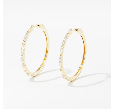 Diamonelle Sterling Silver Diamonelle Hoop Earrings