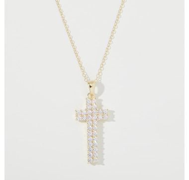 Diamonelle Sterling Silver Diamonelle Cross Pendant With Chain