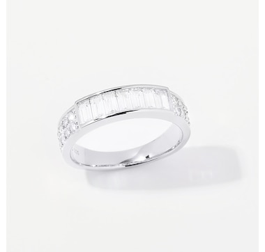 Diamonelle Sterling Silver Multi-Shape Half Eternity Band