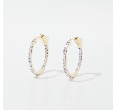 14K Gold 0.50ctw Diamond Hoop Earrings