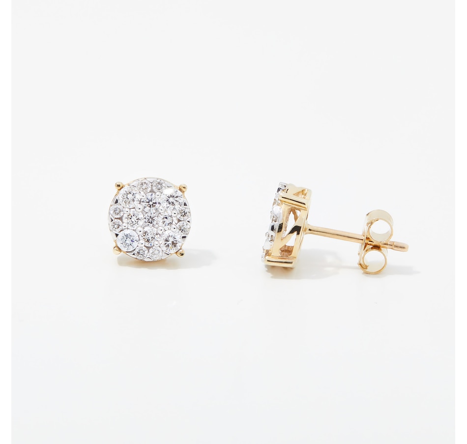 EVERA Diamonds 10K Yellow Gold 1.00ctw Diamond Stud Earrings