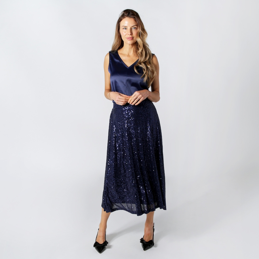 Image 254594_NVY.jpg, Product 254-594 / Price $34.33, Isaac Mizrahi Sequin A-Line Skirt from Isaac Mizrahi New York on TSC.ca's Fashion department