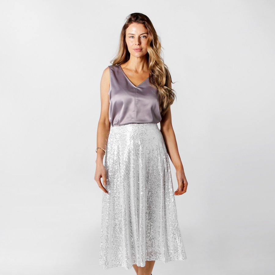Image 254594_SIL.jpg, Product 254-594 / Price $34.33, Isaac Mizrahi Sequin A-Line Skirt from Isaac Mizrahi New York on TSC.ca's Fashion department