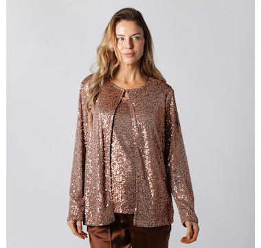 Isaac Mizrahi Sequin Cardi and Tank Set