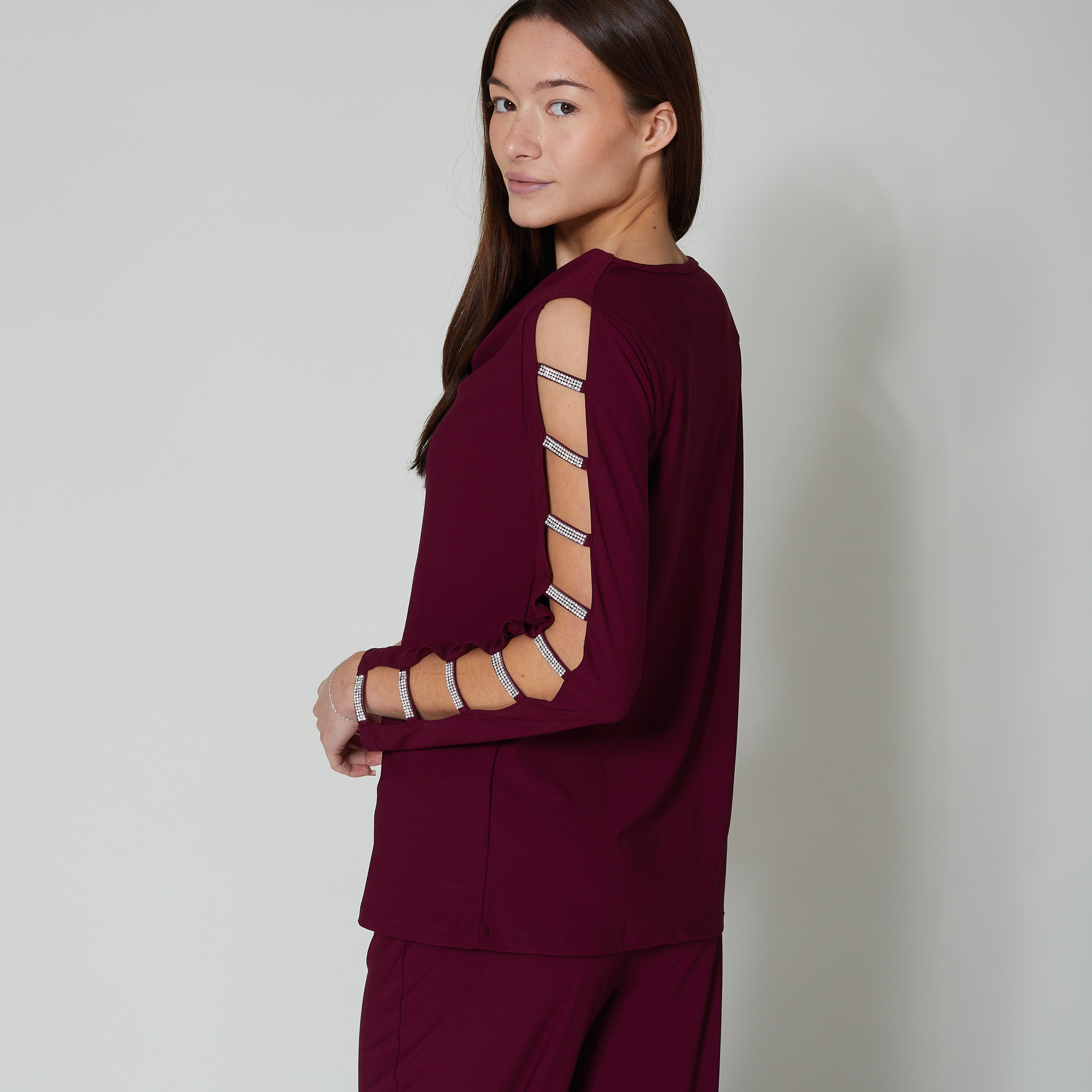 2024超人気 Leonard Nina 2-Piece Bar Crystal with Top Neck Drape of Set カットソー(長袖/七分)