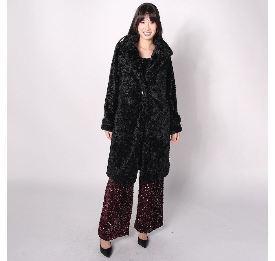 Image 254613_BLK.jpg, Product 254-613 / Price $39.33, Nina Leonard Long Collared Fur Jacket with Pearl Button Closure from Nina Leonard on TSC.ca's Fashion department