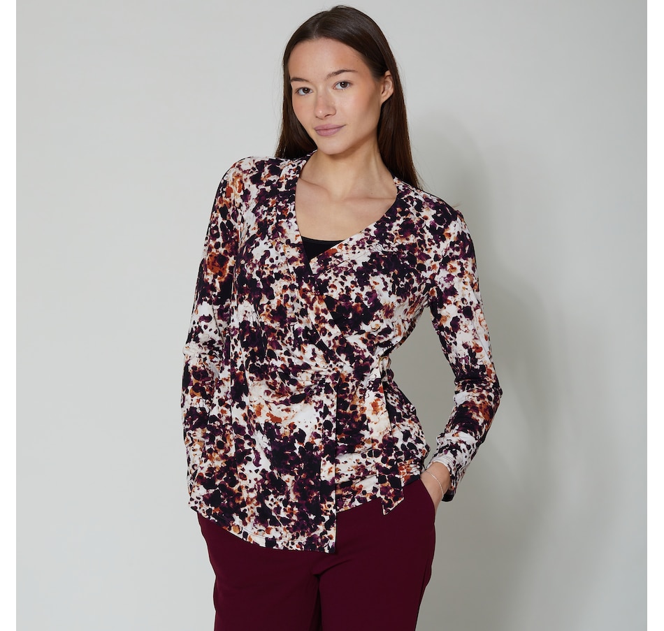 Image 254614_CGML.jpg, Product 254-614 / Price $19.33, Nina Leonard Long Sleeve Wrap Top from Nina Leonard on TSC.ca's Fashion department