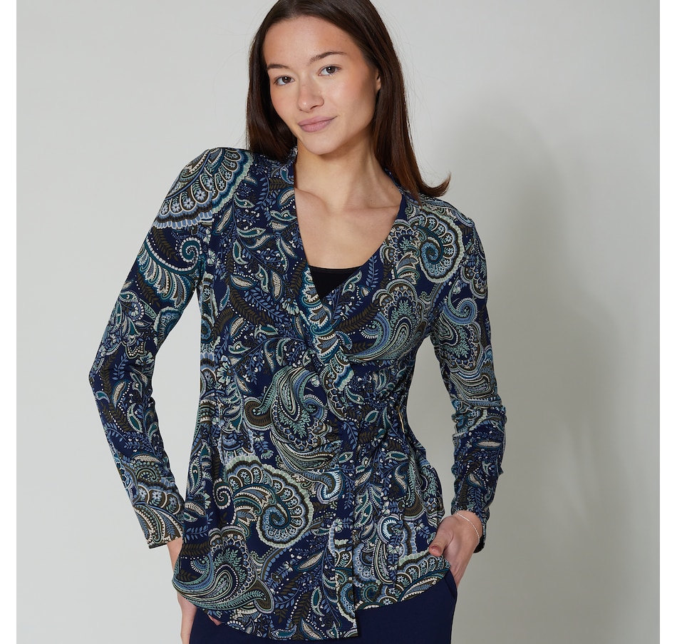 Image 254614_NVM.jpg, Product 254-614 / Price $19.33, Nina Leonard Long Sleeve Wrap Top from Nina Leonard on TSC.ca's Fashion department