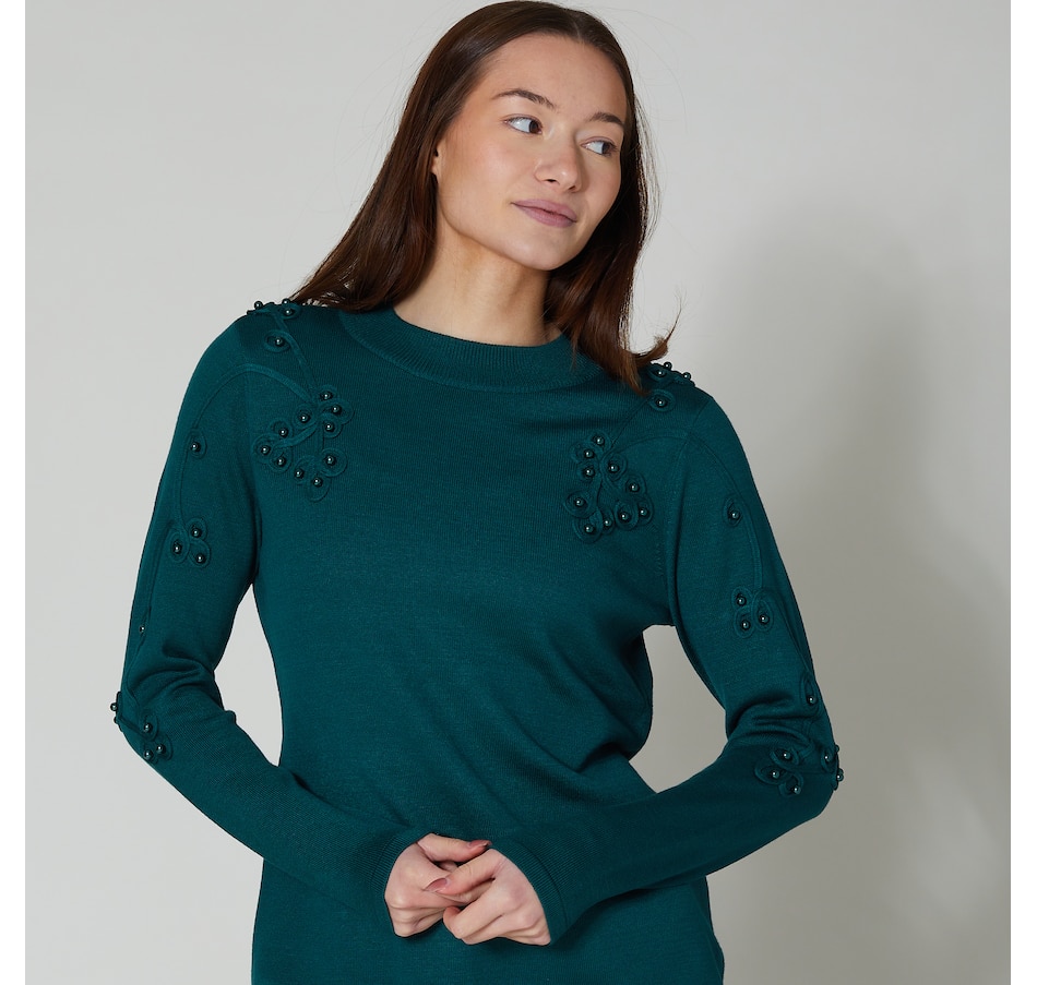 Image 254615_EMR.jpg, Product 254-615 / Price $29.33, Nina Leonard Mock Neck Sweater with Loop Detailing from Nina Leonard on TSC.ca's Fashion department