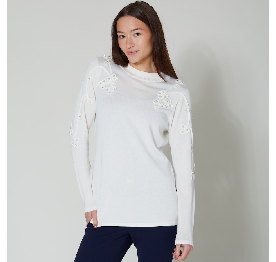 Image 254615_IVR.jpg, Product 254-615 / Price $29.33, Nina Leonard Mock Neck Sweater with Loop Detailing from Nina Leonard on TSC.ca's Fashion department