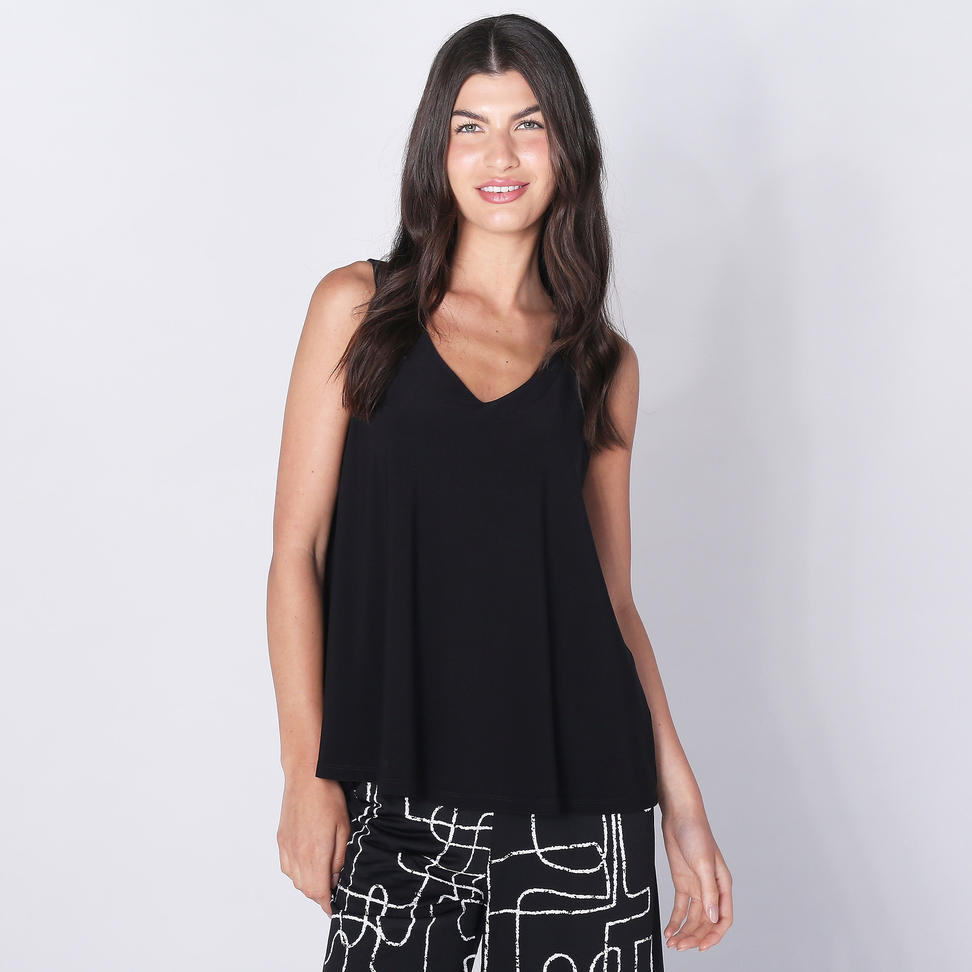 Marallis Soft V-Neck Flare Tank Top With Sewing Facing - TSC.ca