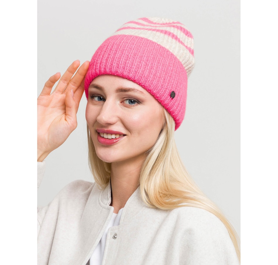 Image 254659_DIGPK.jpg, Product 254-659 / Price $17.33, V. Fraas Striped Bi-Colour Beanie from FRAAS on TSC.ca's Fashion department