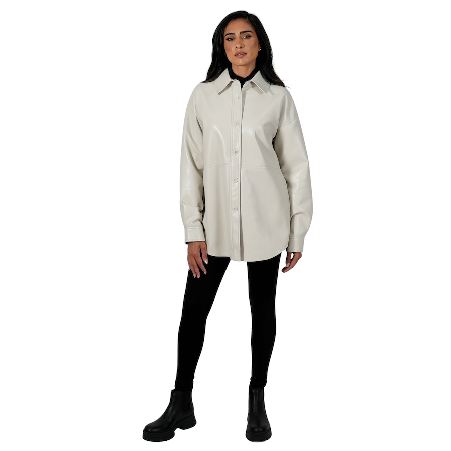 Image 254706_IVR.jpg, Product 254-706 / Price $124.88, Sicily Riella Vegan Leather Button-Up Shirt Jacket from Sicily on TSC.ca's Fashion department