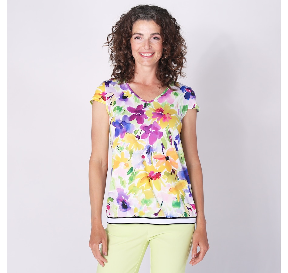 Image 254811_WHMU.jpg, Product 254-811 / Price $27.33, Mr. Max Brazil Print V-Neck Top With Band Detail from Mr. Max on TSC.ca's Fashion department