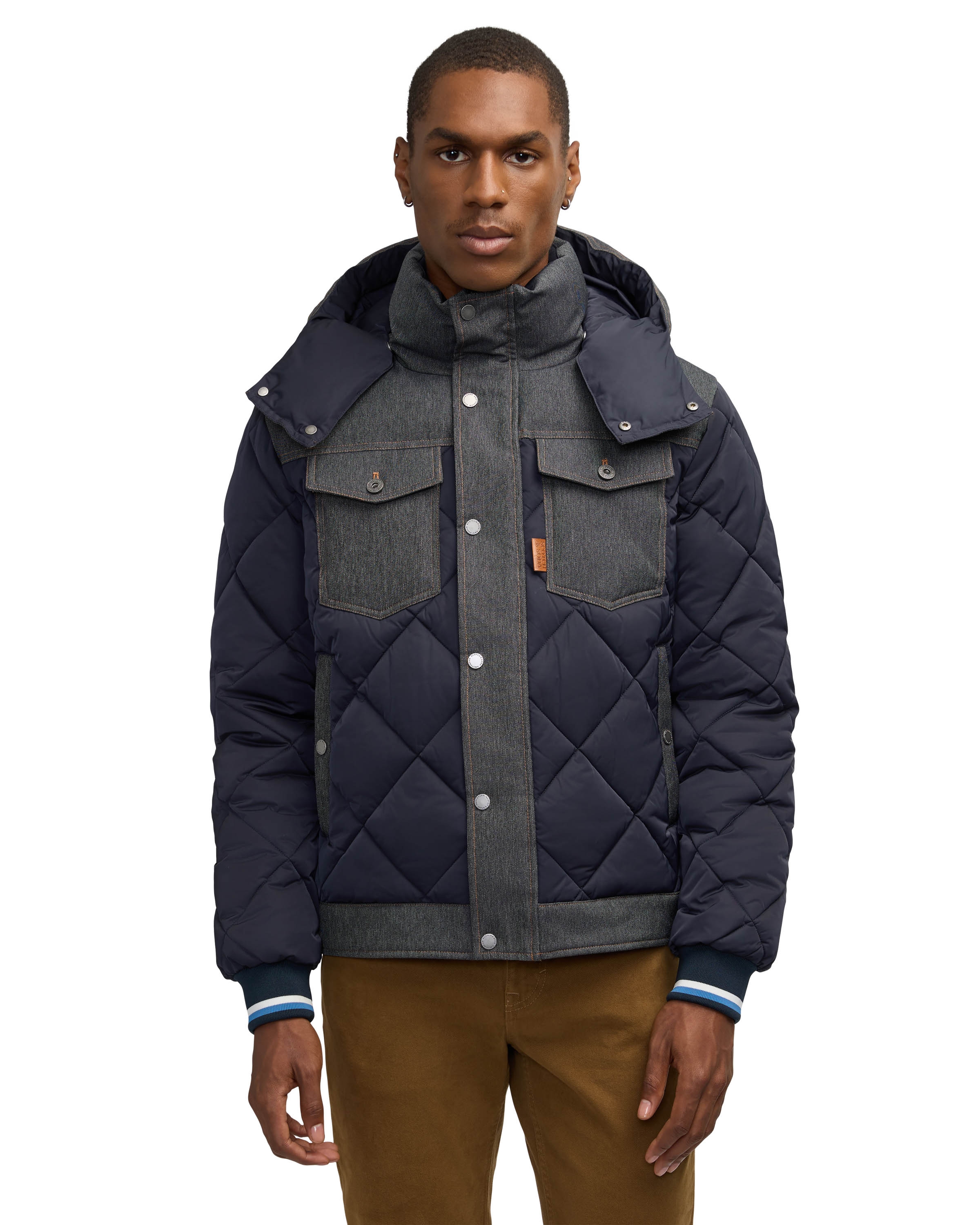 Scotch & Soda Oren Men's Hybrid Denim Puffer with Removable Hood