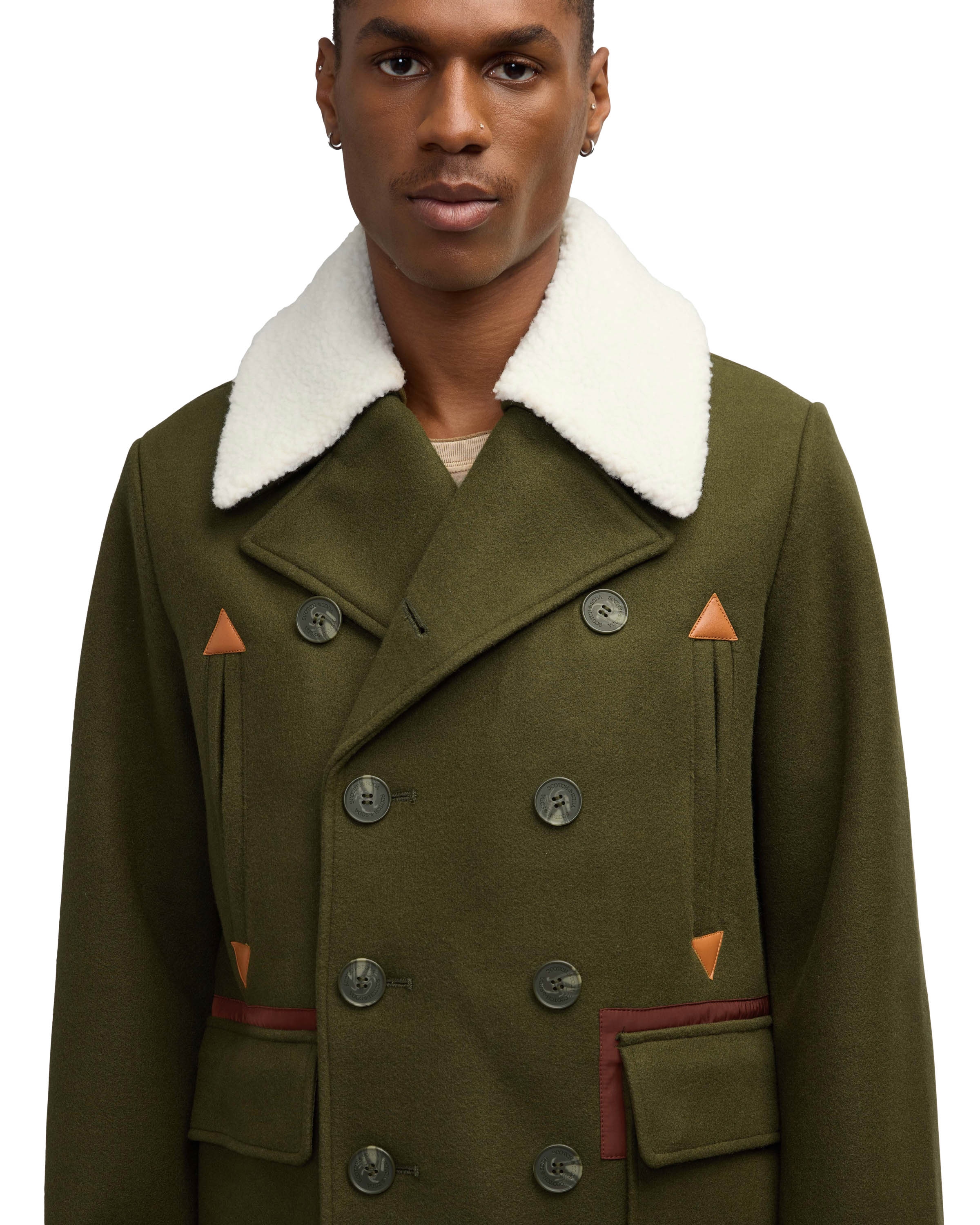 Scotch & Soda Izak Men's Peacoat with Contract Detail and