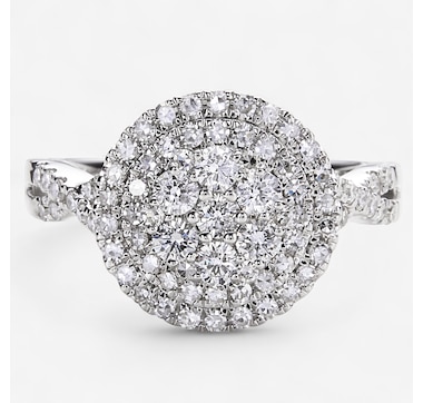 14K White Gold 1.00 av. ctw Diamond Cluster Ring