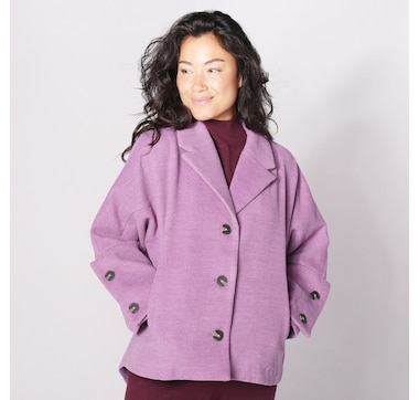 Wynne Style Dolman Sleeve Melton Jacket with Button Detail