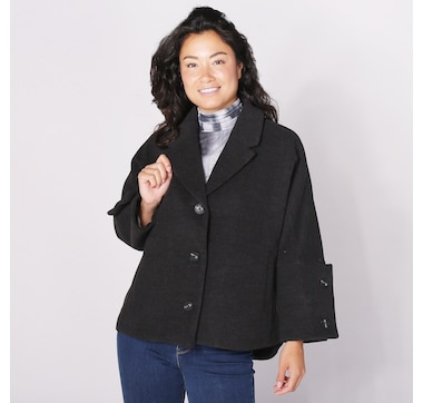 Wynne Style Dolman Sleeve Melton Jacket with Button Detail