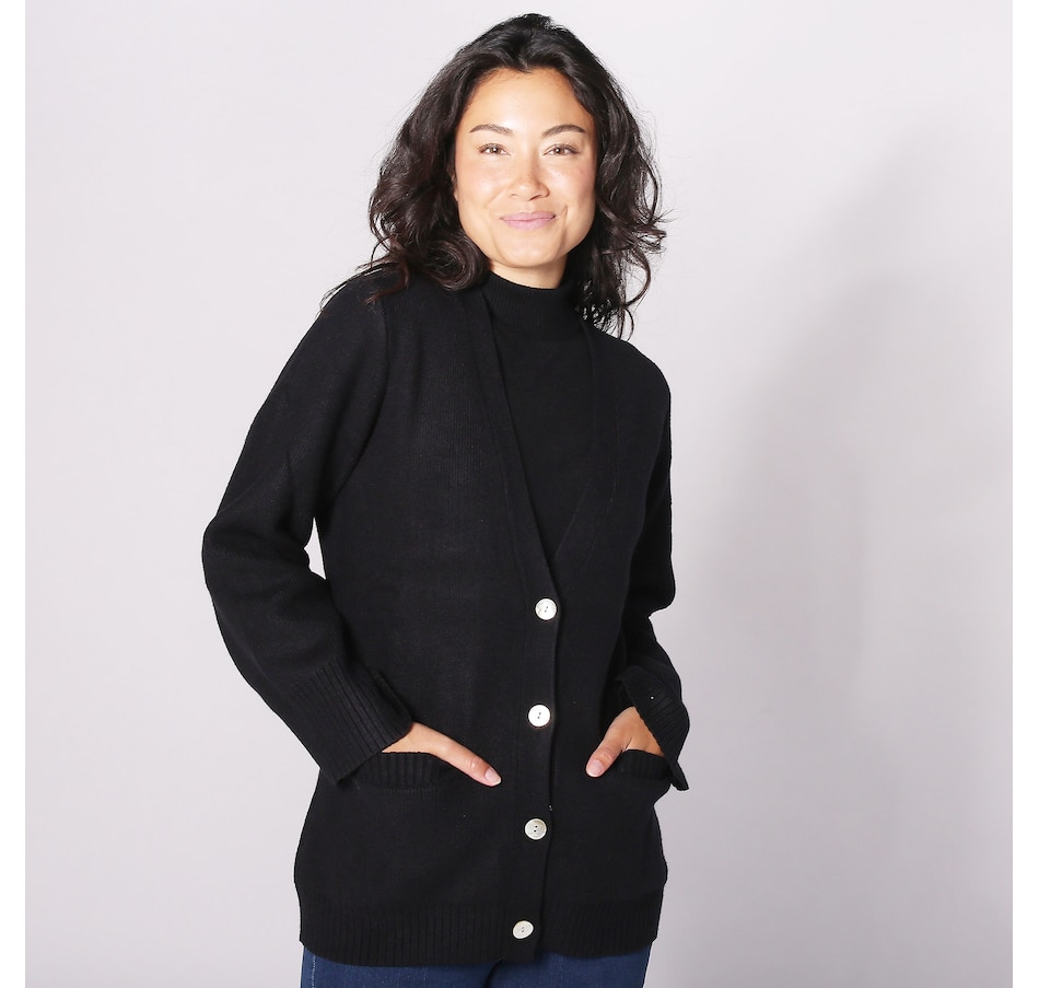 Image 260267_BLK.jpg, Product 260-267 / Price $54.33, Wynne Style Softknit Cardigan with Shaping and Wide Sleeve from Wynnelayers on TSC.ca's Fashion department