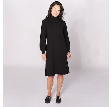 Wynne Style Softknit Midi Sweater Knit Dress with Button Details