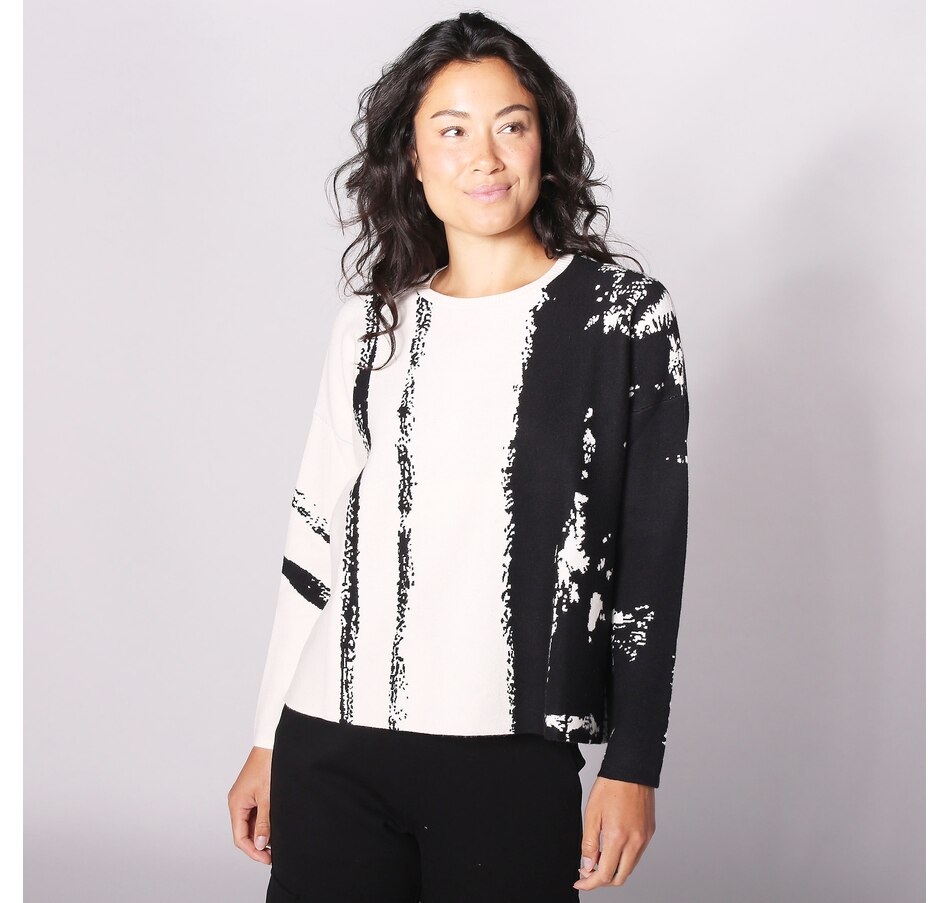 Image 260273_BLK.jpg, Product 260-273 / Price $43.33, Wynne Style Softknit Painted Patterned Jacquard Sweater from Wynnelayers on TSC.ca's Fashion department