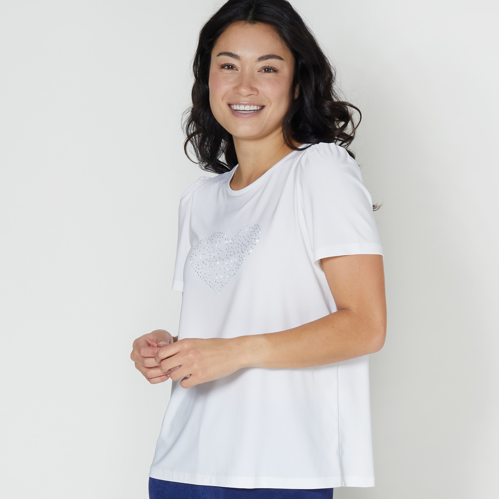 Kim & Co. Deluxe Brazil Jersey Rhinestone Heart Top - TSC.ca