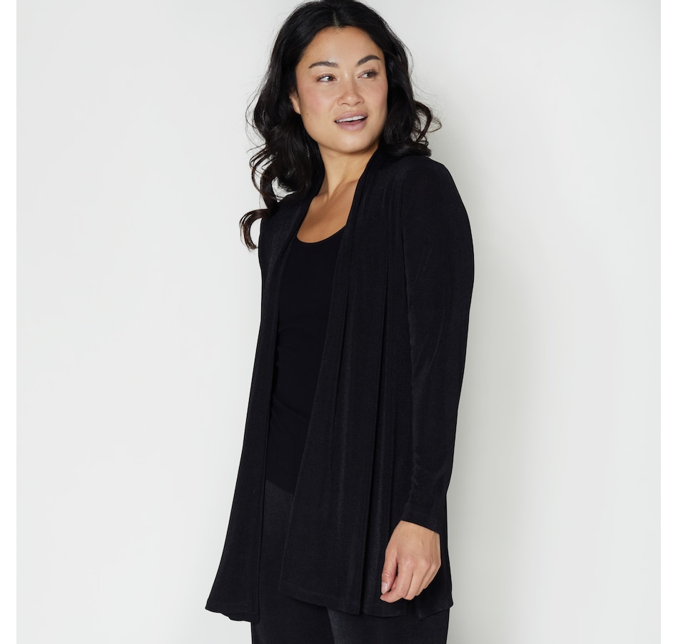 Image 260367_BLK.jpg, Product 260-367 / Price $39.33, Kim & Co. Poly Slinky Long Sleeve Cardigan with Slits from Kim & Co. on TSC.ca's Fashion department
