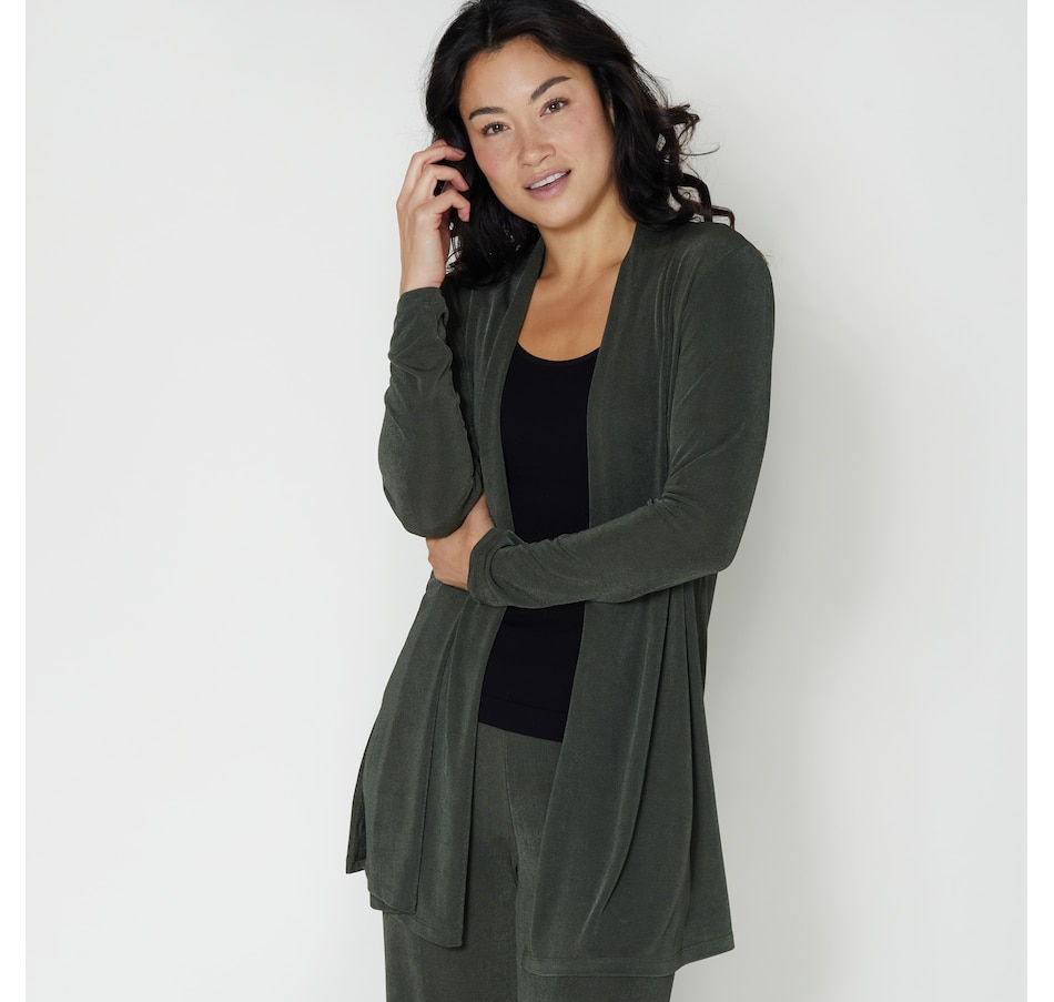 Image 260367_DEEOE.jpg, Product 260-367 / Price $39.33, Kim & Co. Poly Slinky Long Sleeve Cardigan with Slits from Kim & Co. on TSC.ca's Fashion department