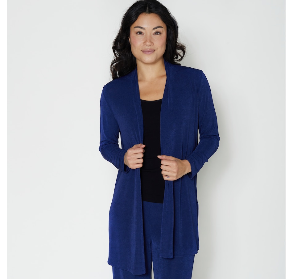 Image 260367_SAP.jpg, Product 260-367 / Price $39.33, Kim & Co. Poly Slinky Long Sleeve Cardigan with Slits from Kim & Co. on TSC.ca's Fashion department