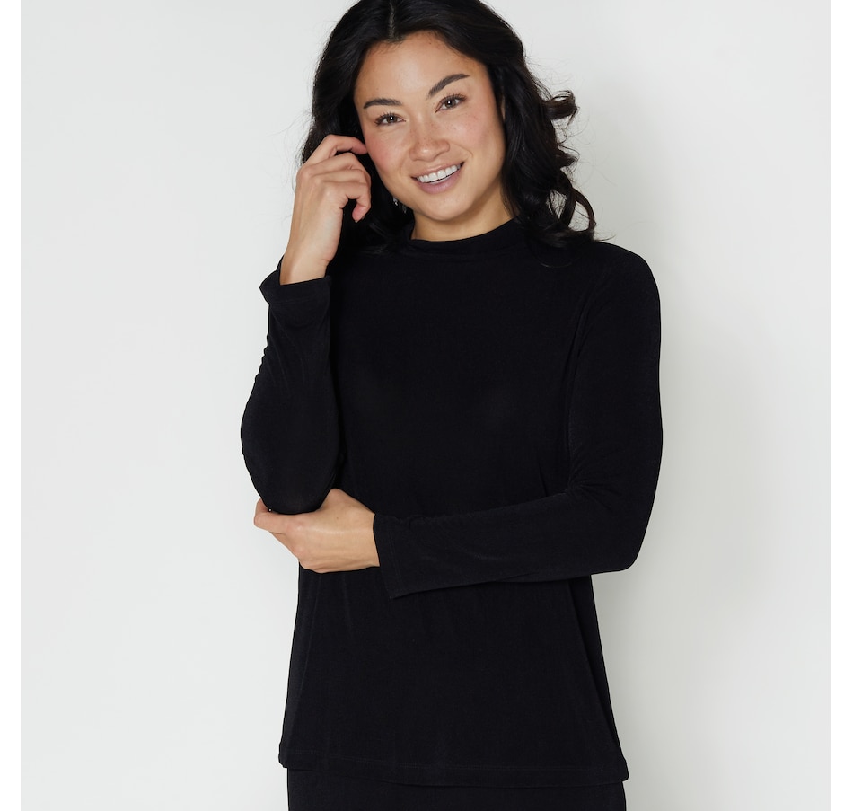 Image 260369_BLK.jpg, Product 260-369 / Price $34.33, Kim & Co. Poly Slinky Long Sleeve Mockneck Top from Kim & Co. on TSC.ca's Fashion department