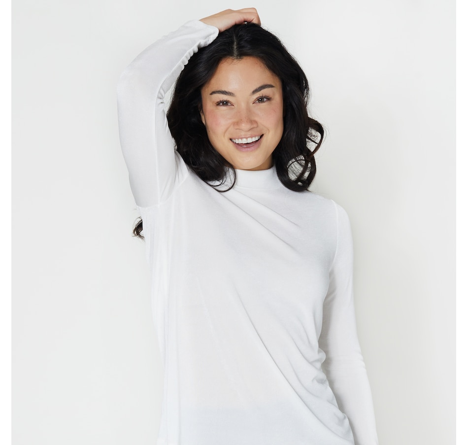 Image 260369_ECR.jpg, Product 260-369 / Price $34.33, Kim & Co. Poly Slinky Long Sleeve Mockneck Top from Kim & Co. on TSC.ca's Fashion department